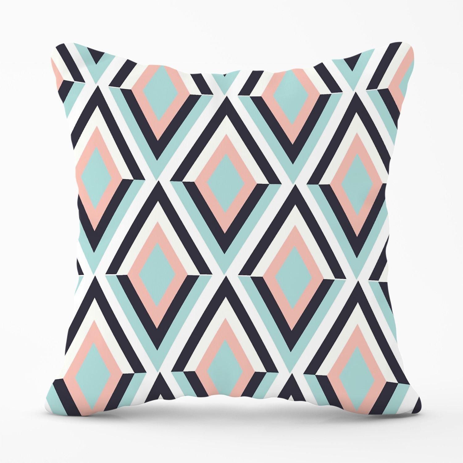 Warren Reed - Designer Zig Zag Abstract Pattern Outdoor Cushion in Blue