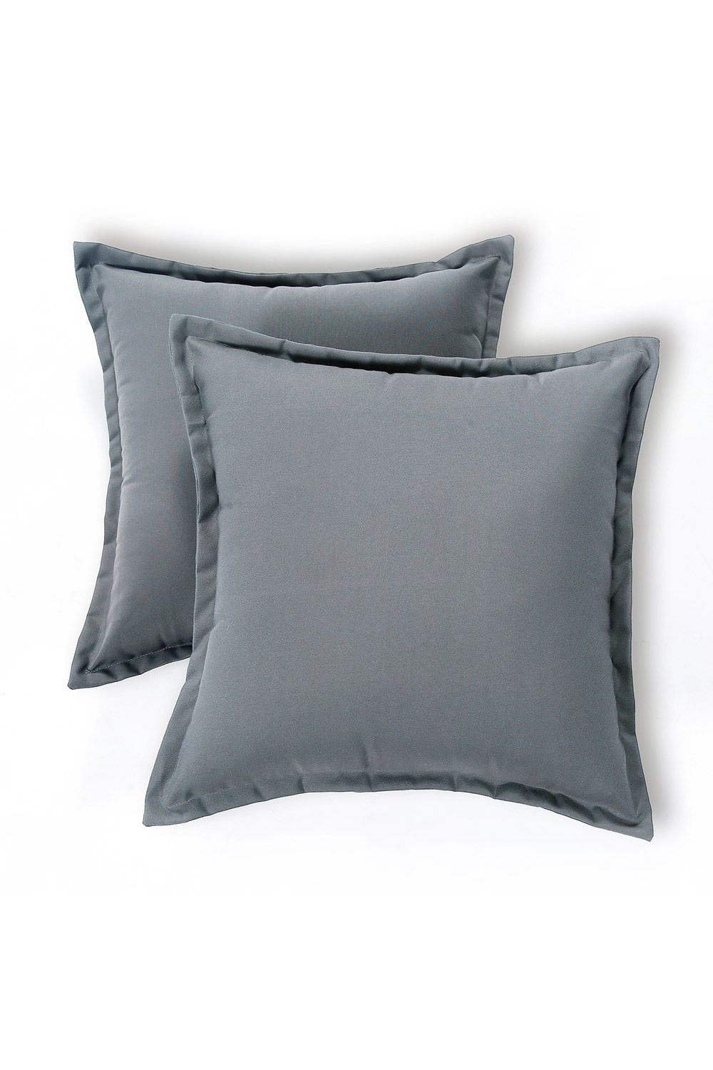Homescapes Luxury Waterproof Plain Outdoor Cushion 45 x 45 cm, Set of 2 in Grey