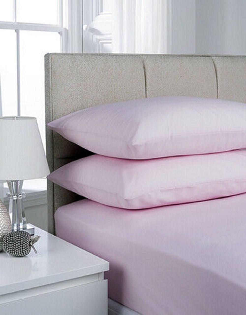 Smart Living Polycotton Bed Linen Luxury Bedsheet or Pillowcase Non Iron in Baby Pink