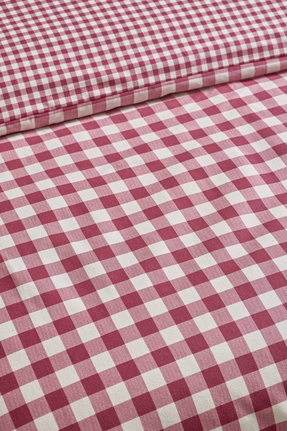 Catherine Lansfield Brushed Gingham Check Reversible Duvet Cover Set in Burgundy 4