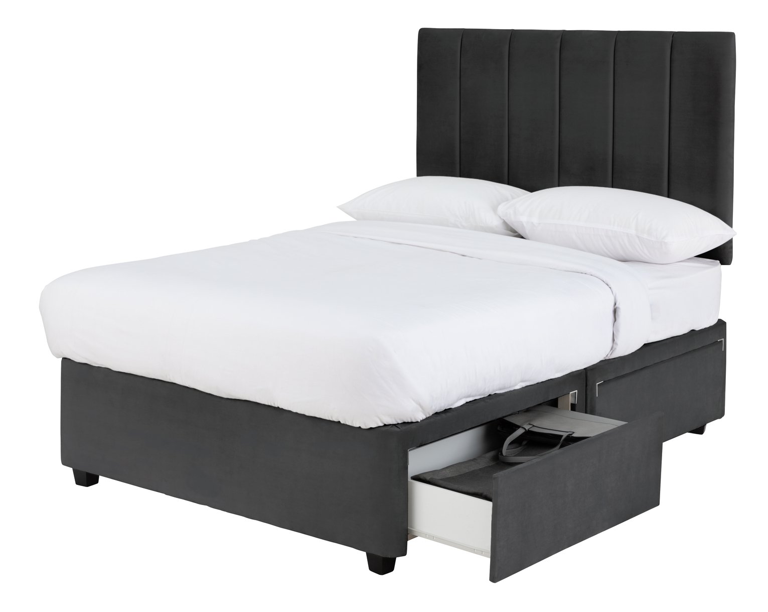 Forty Winks Velvet 1000 Pocket 5Drw Steel Divan - Kingsize