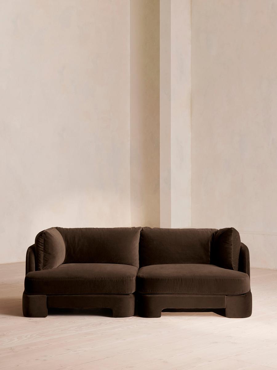 Odell Deeper Sit Modular Sofa, Three Seater, Velvet, Chocolate