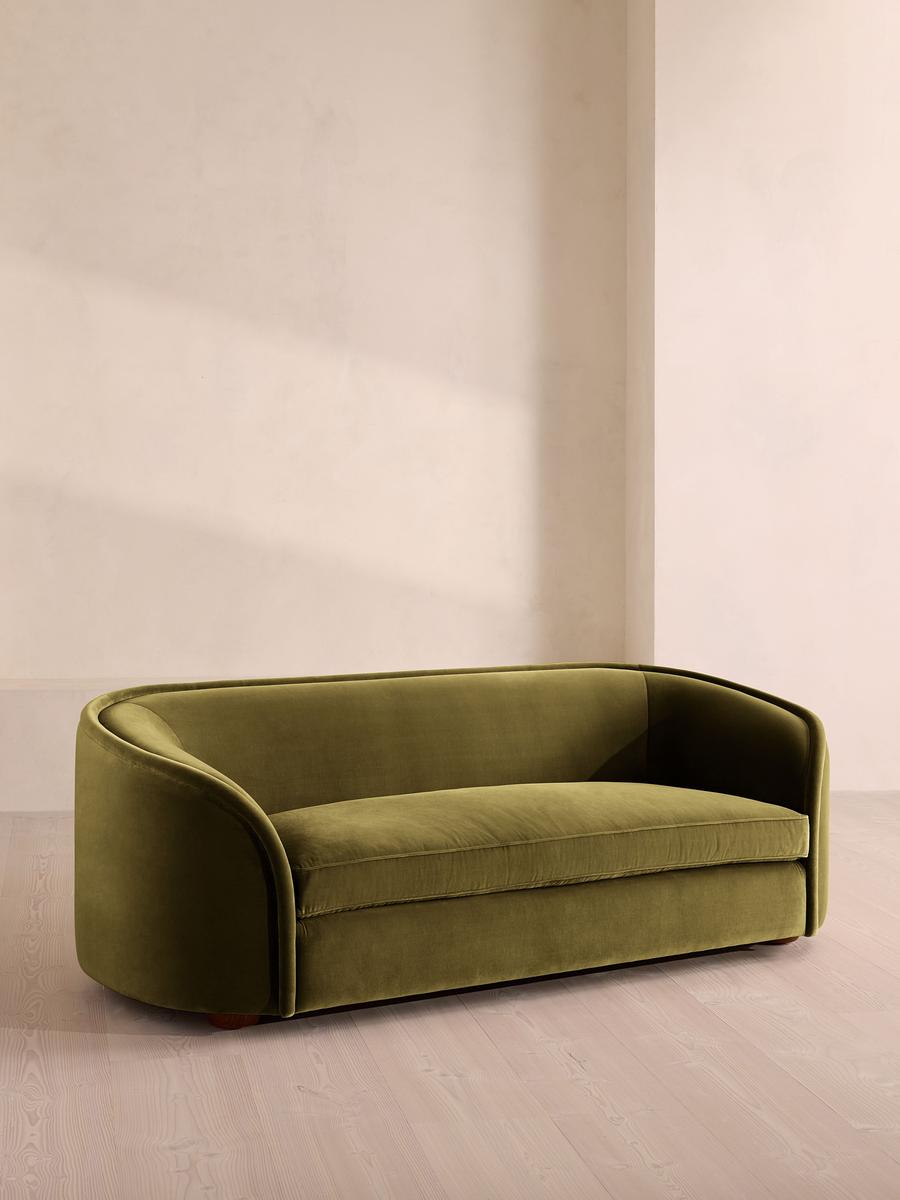 Conall Three Seater Sofa, Velvet, Olive