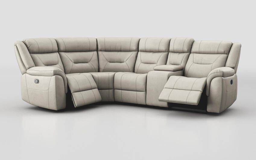 White Ainsdale 1 Corner 2 Manual Sofa with Console