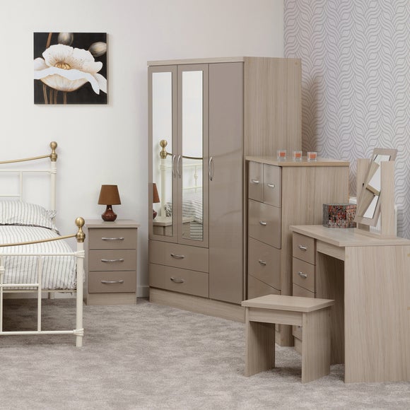 Return - Nevada 3 Drawer Bedside Table, Oyster