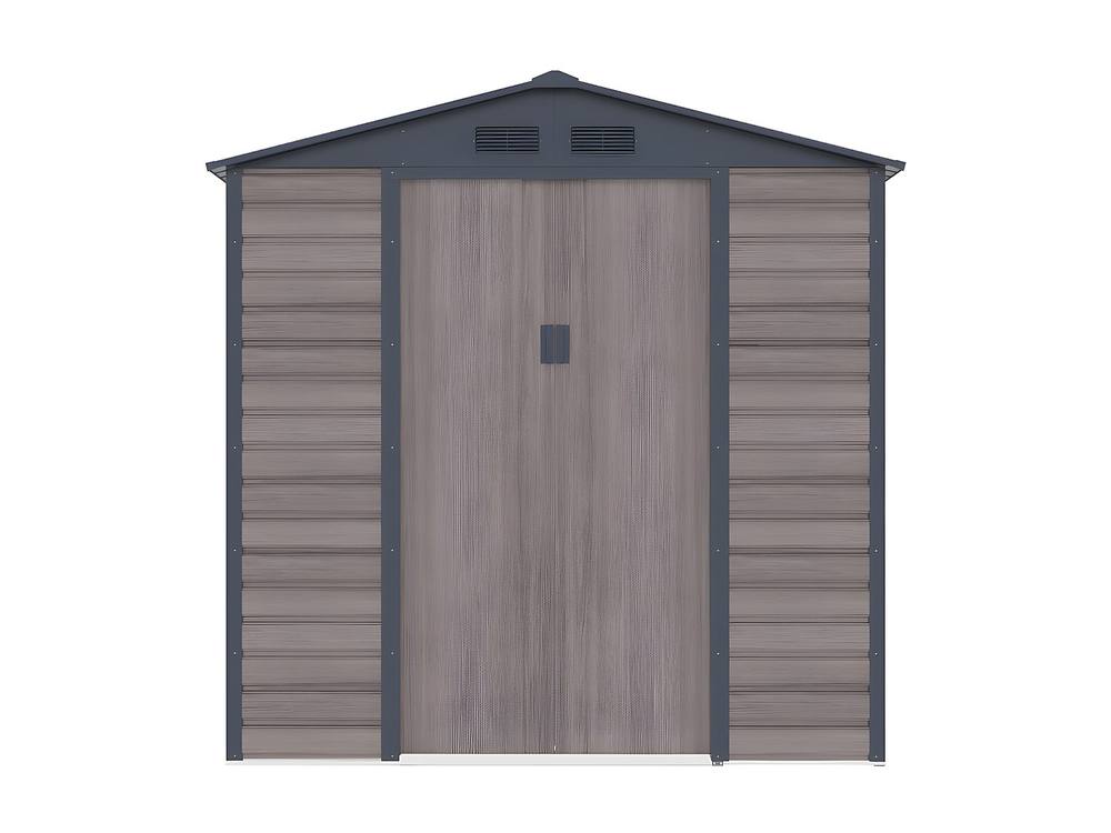 Vente-unique Metal Garden Shed In Grey Wood Effect Galvanised Steel 4.15 M² 2