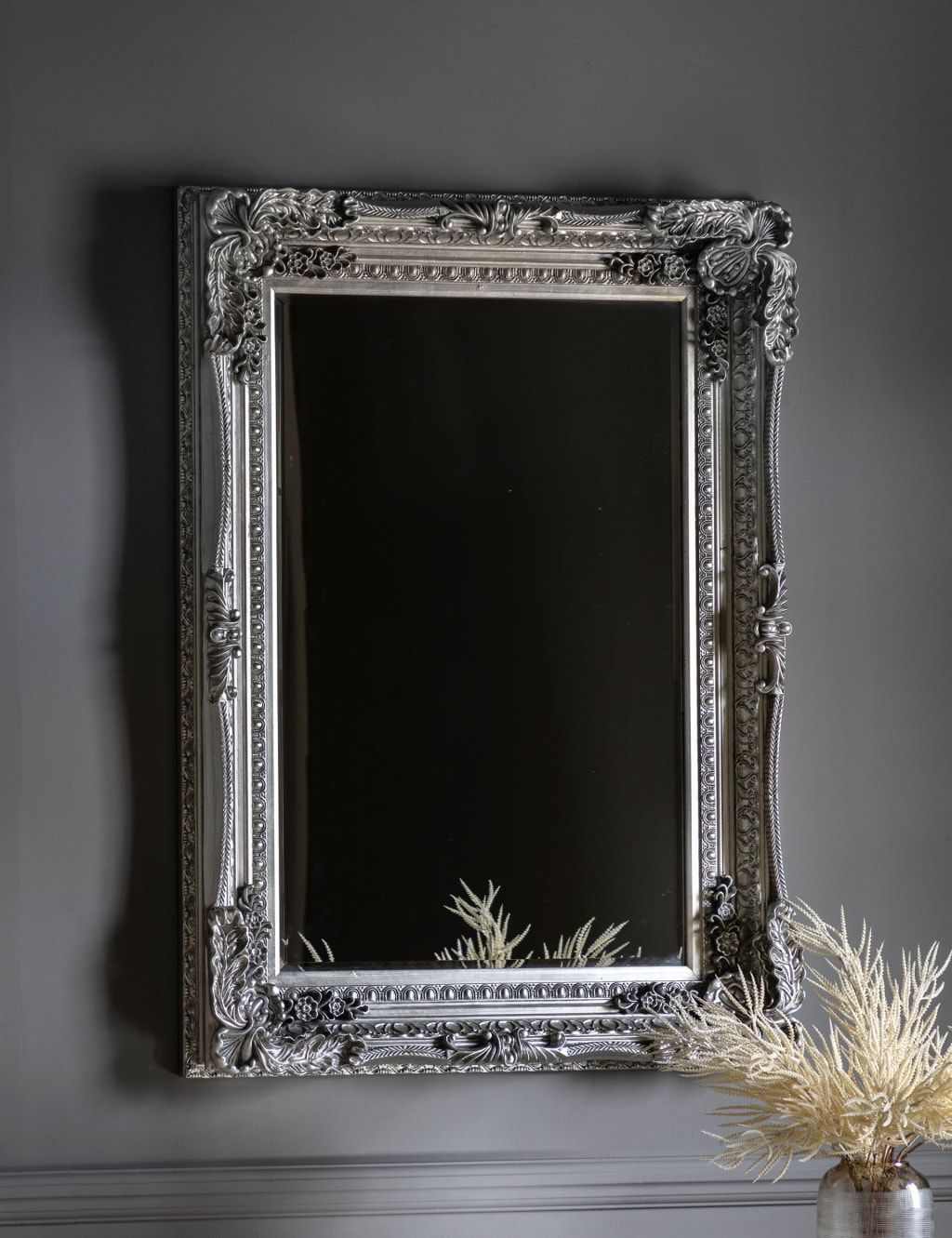 Gallery Direct Carved Louis Extra Large Wall Mirror Silver