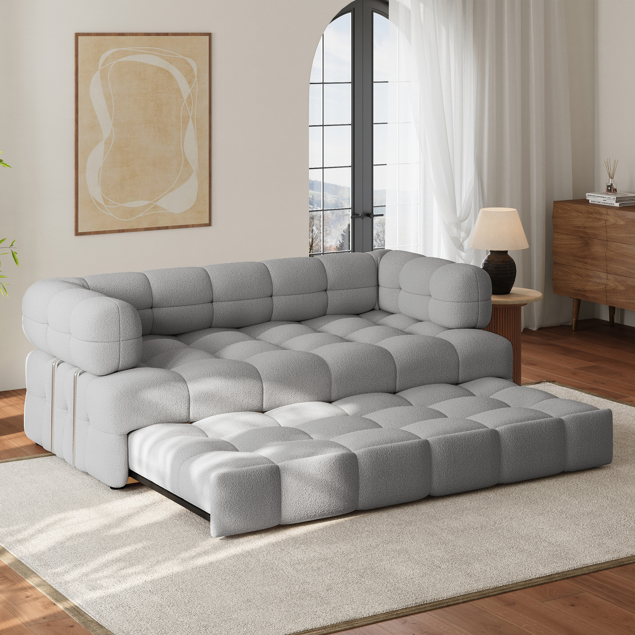 193 cm Queen Boucle Pull-out Sofa