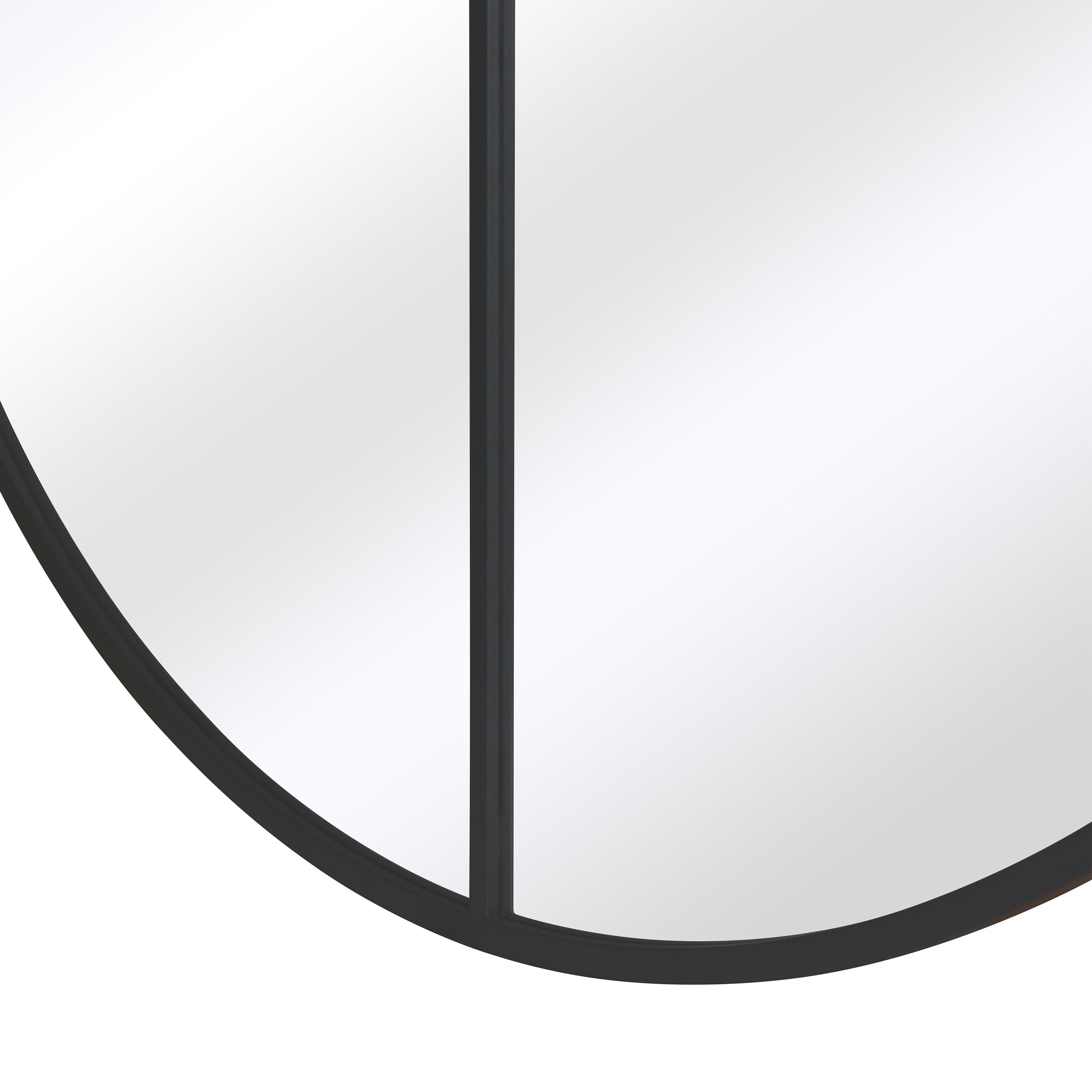 MirrorOutlet Black Large Circular Window Metal Garden Wall Mirror (180x180cm) 4
