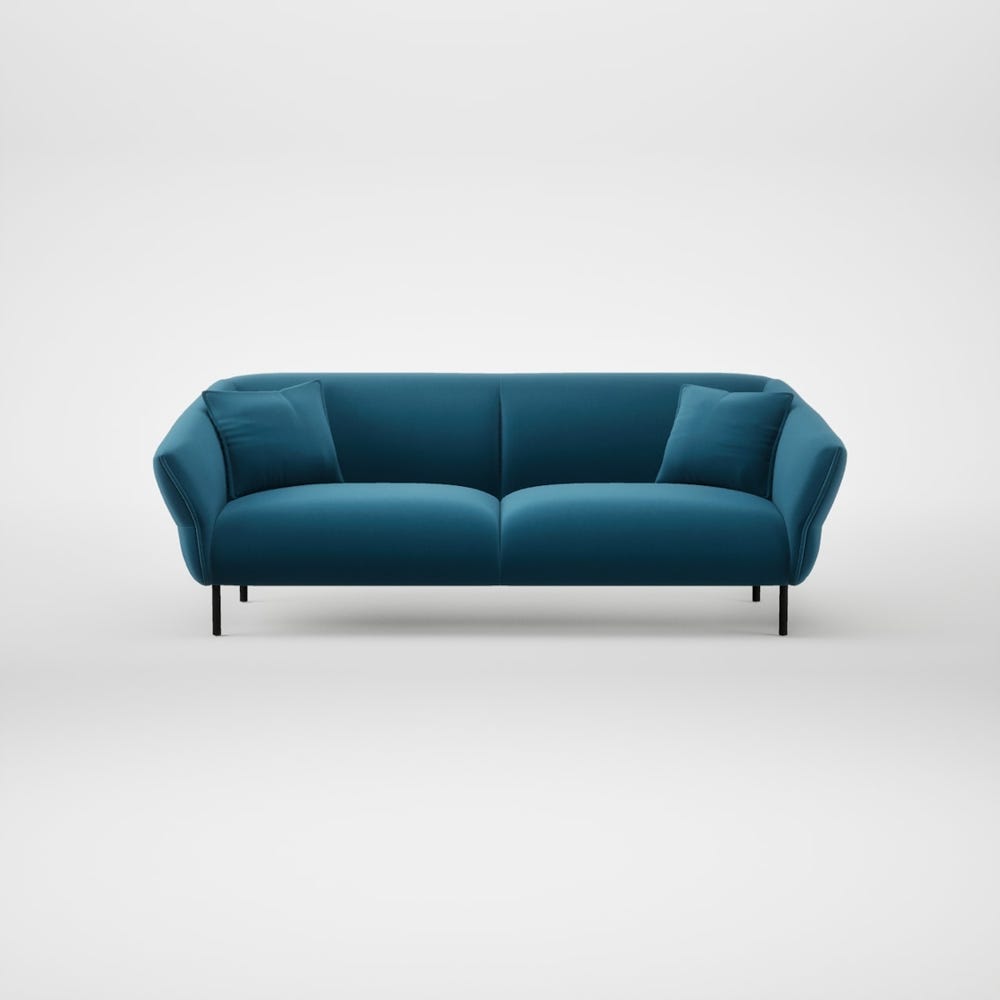 Heal's Alto 4 Seater Sofa Smart Velvet Ocean Blue Black Feet 2