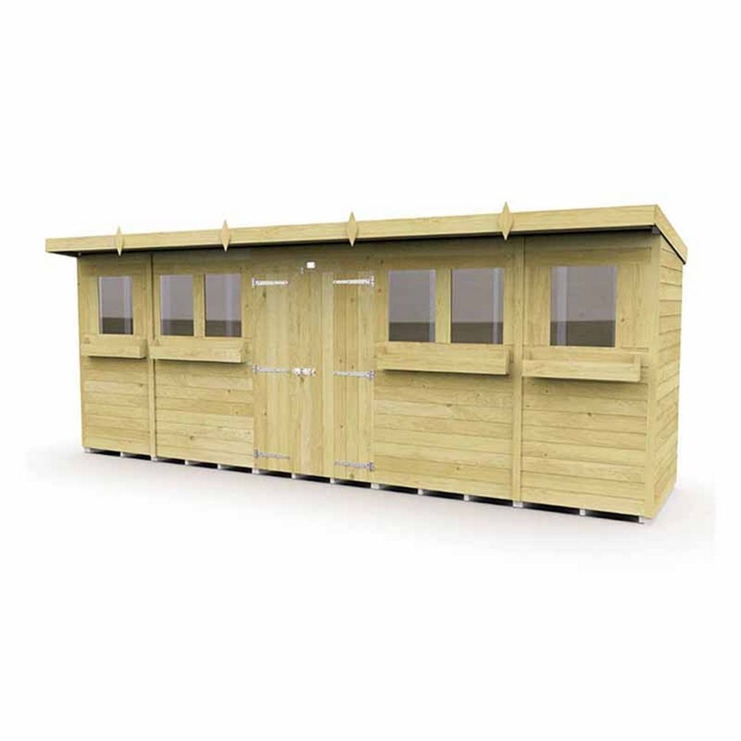 Buttercup Farm 20 x 4 Feet Pent Summer Shed - Wood - L118 x W589 x H201 cm in Brown