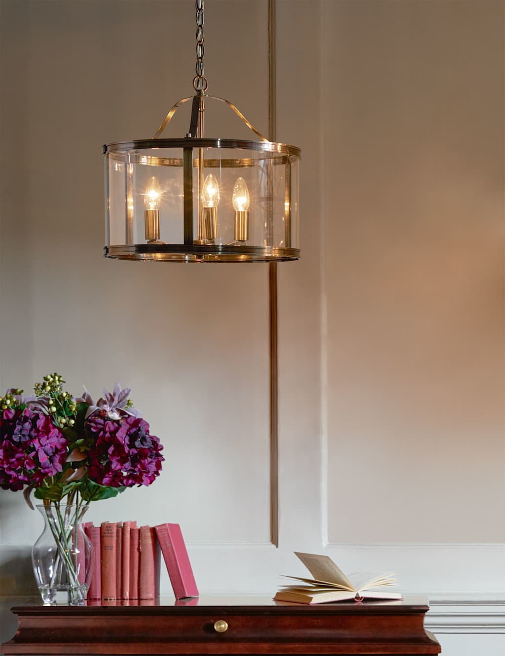 Laura Ashley Harrington 3 Light Pendant Light Antique Brass