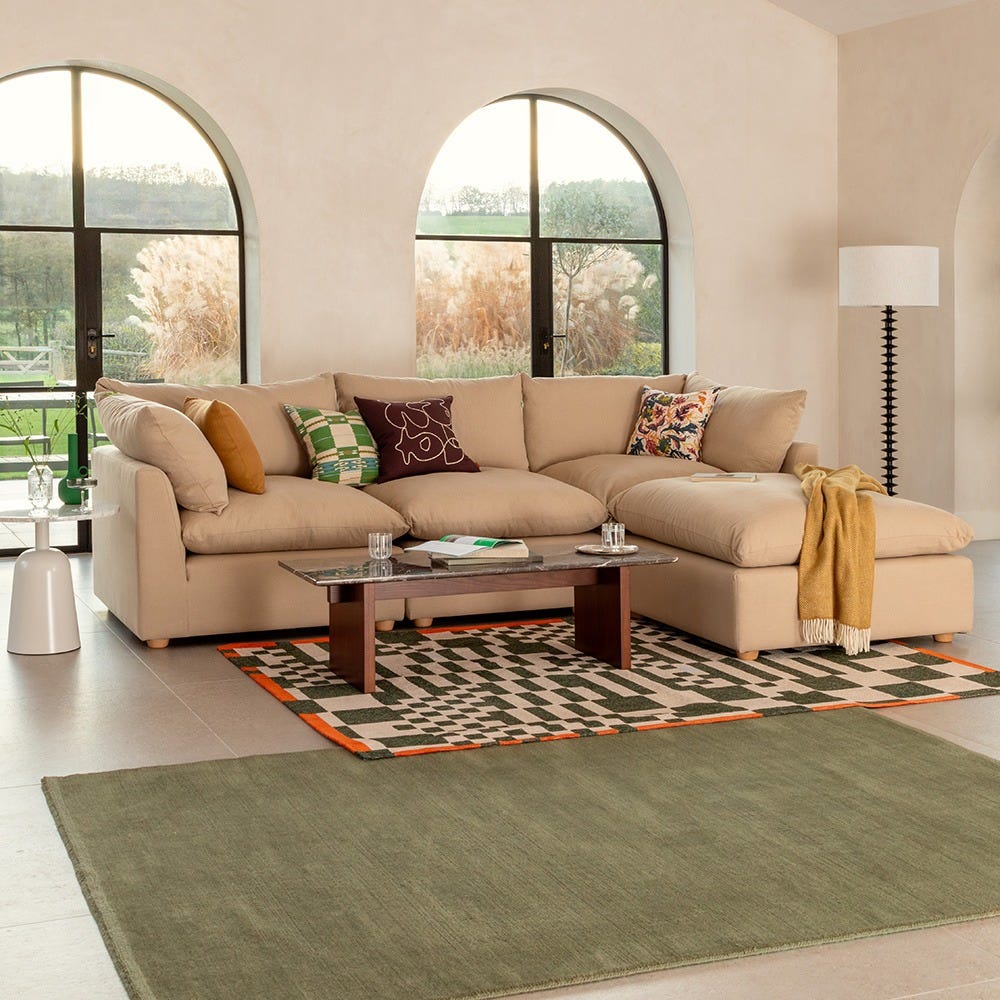 Heal's Astrid Right Hand Facing Corner Sofa Smart Cotton Linen Sahara Natural Beech Feet 3