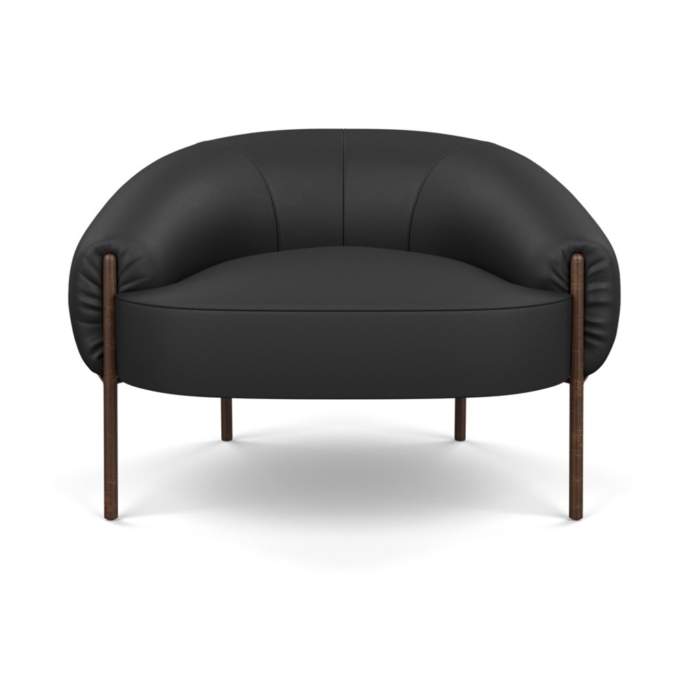 Heal's Isola Armchair Leather Hide Graphite 7181 Bronze Feet