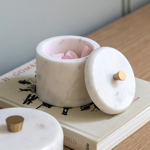 Cedar & Sage Veta Round Marble Trinket Box