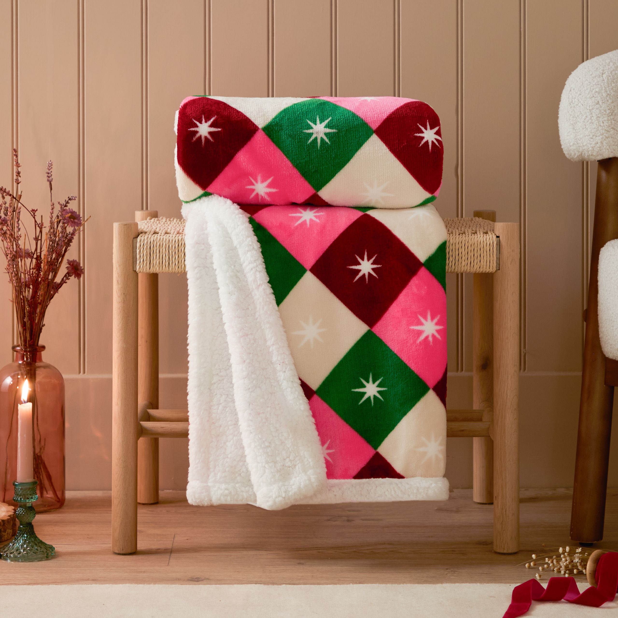 Furn Star Sherpa Geometric Throw