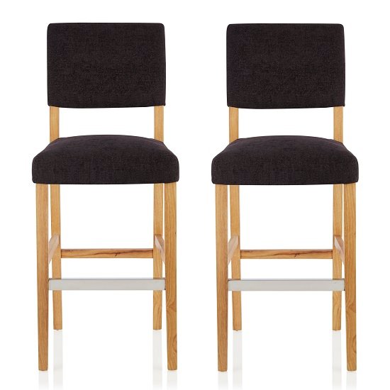 Vibio Bar Stools In Aubergine Fabric And Oak Legs In A Pair