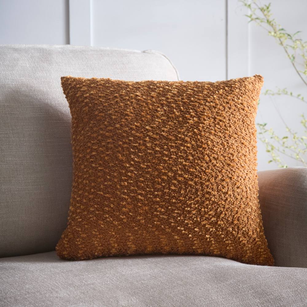 Portfolio Home Boucle Textured Filled Cushion Pillow 18" Inch Square 45cm x 45cm in Burnt Orange