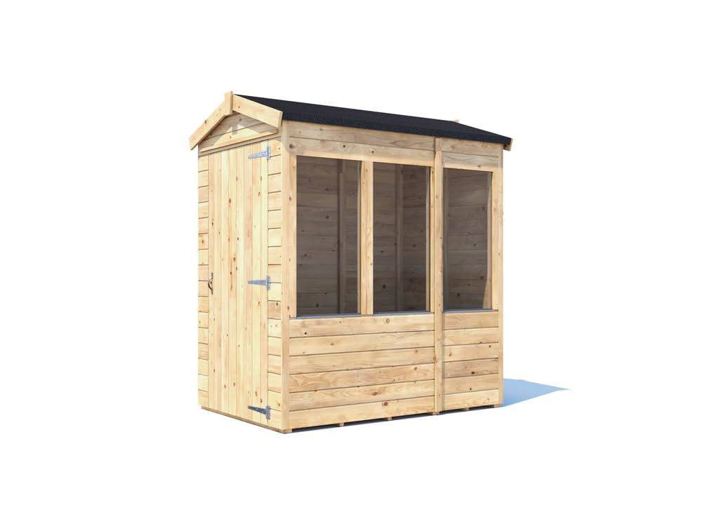 Dunster House Wooden Potting Shed Apex Roof W4' x D6' (W1.2m x D1.8m) Overlord Modular in Brown