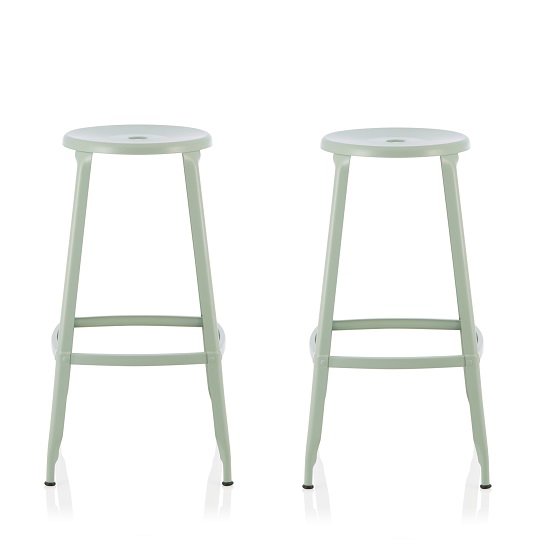 Bryson 66cm Metal Bar Stools In Green In A Pair