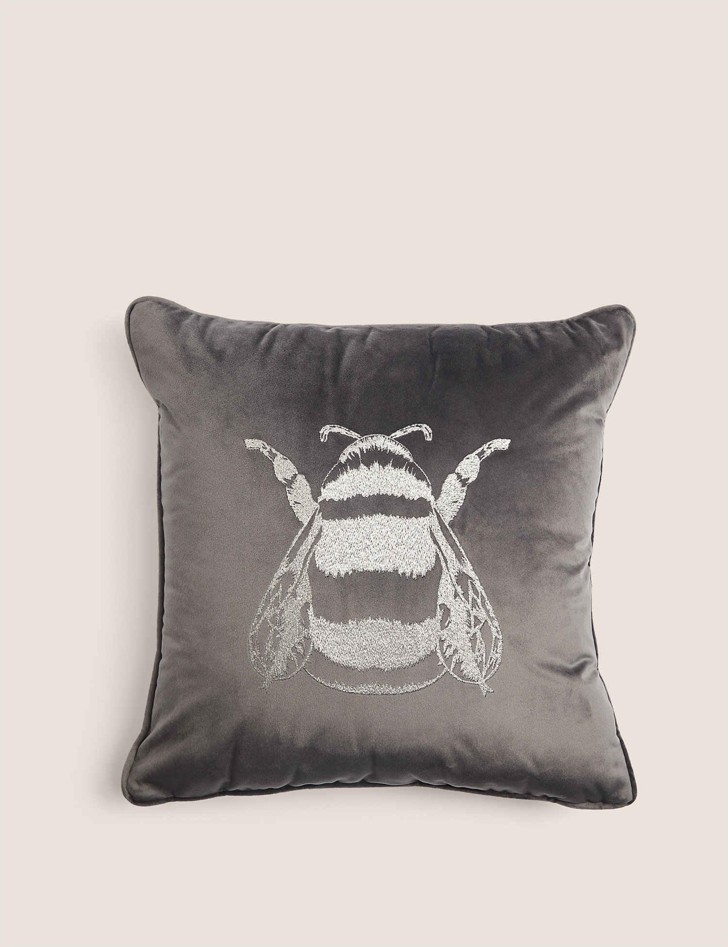 M&S Velvet Bee Embroidered Cushion