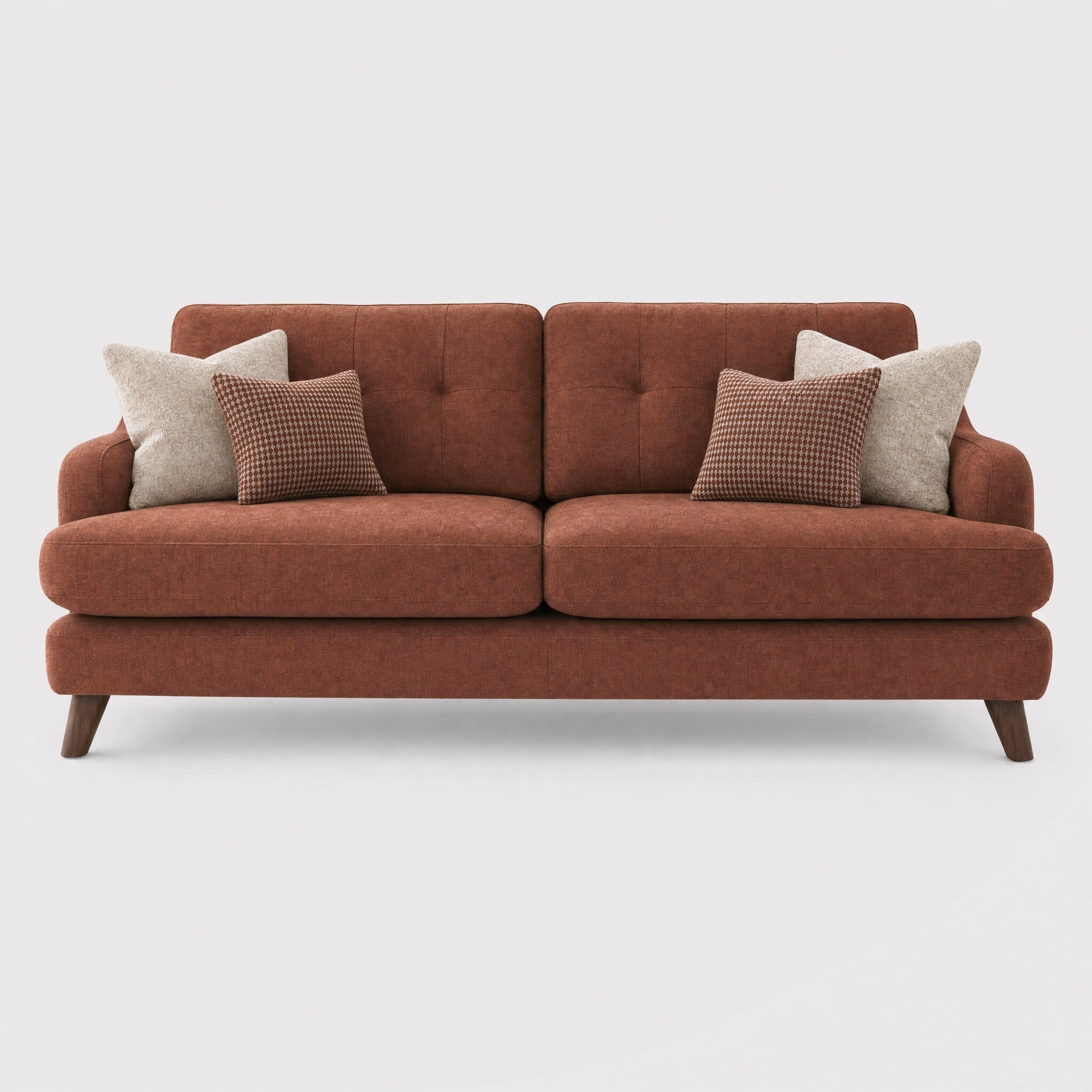 Loften Extra Large Sofa-Witton Brick+A Walnut Feet, Red Fabric | Barker & Stonehouse