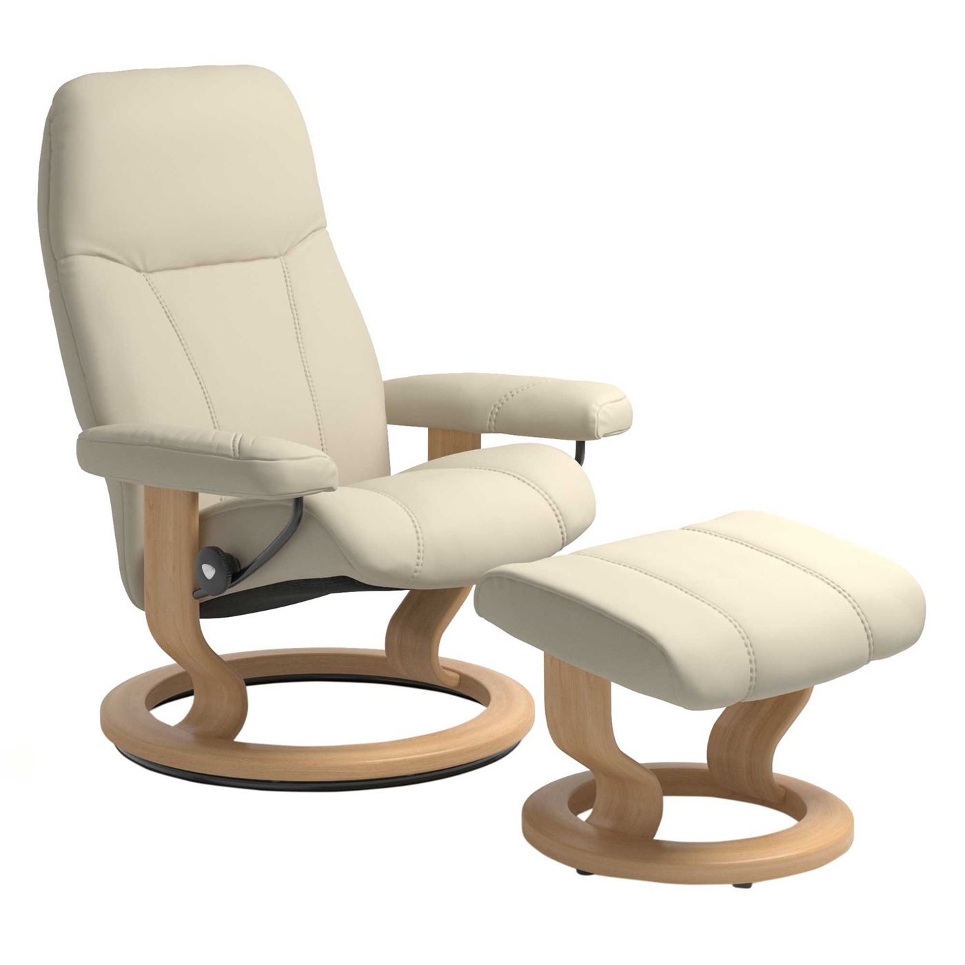 Stressless Consul Medium Classic Chair and Stool, Quickship