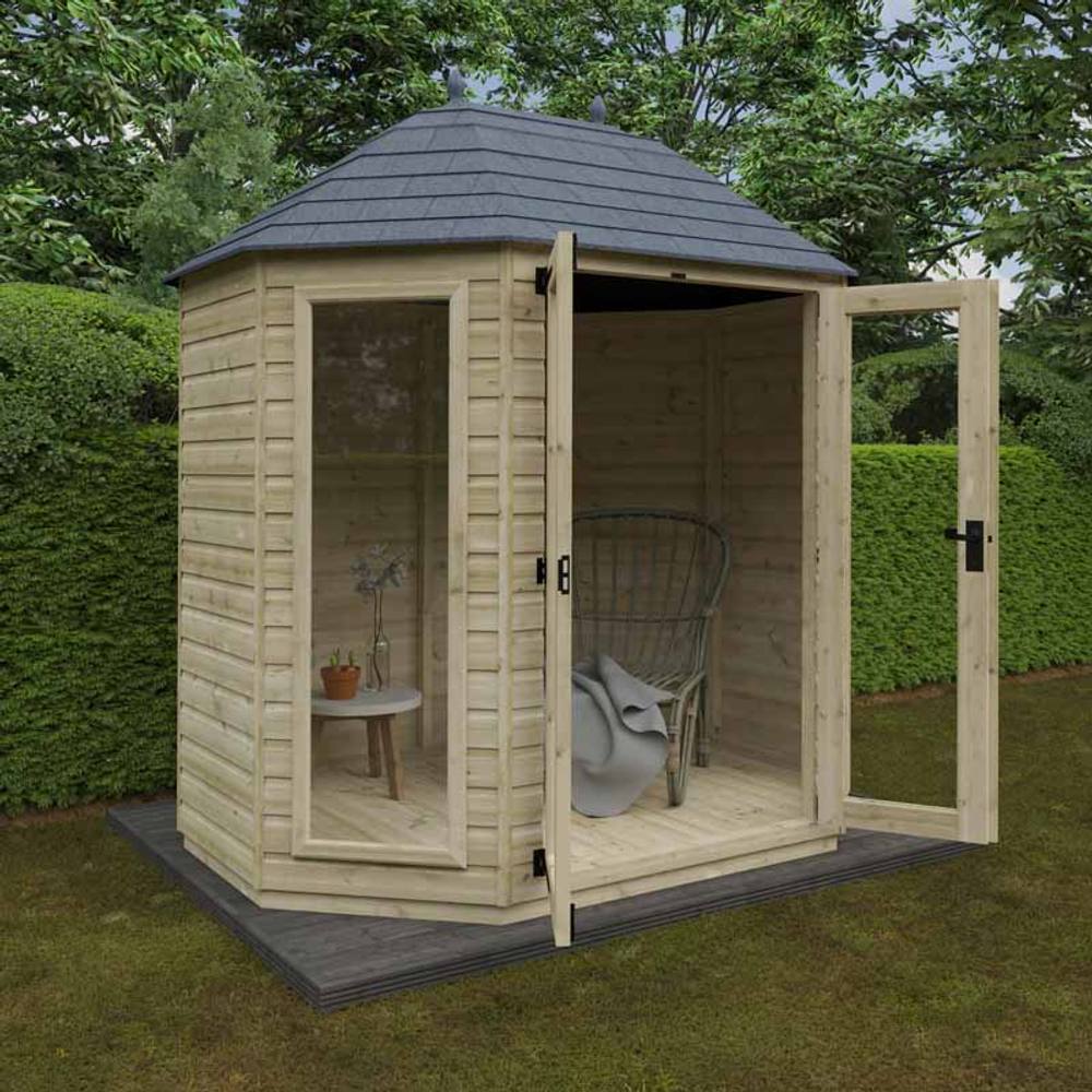 Buttercup Farm 8 x 6 Feet Tanalised Octagonal - Full Pane 16mm Shed in Natural 4