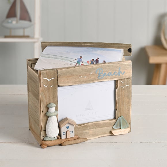 Love Life By The Sea Driftwood & Sea Glass Photo Box 3