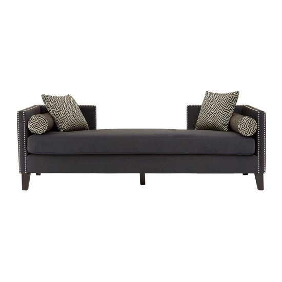 Mesarthim Velvet 3 Seater Day Bed Sofa In Dark Grey