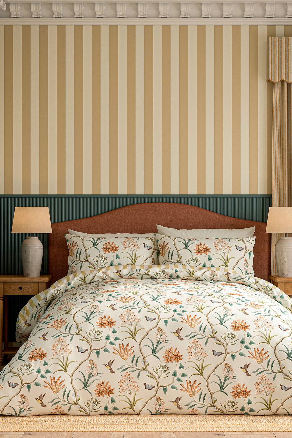 Sanderson 'Clementine' Cotton Duvet Cover Set in Beige