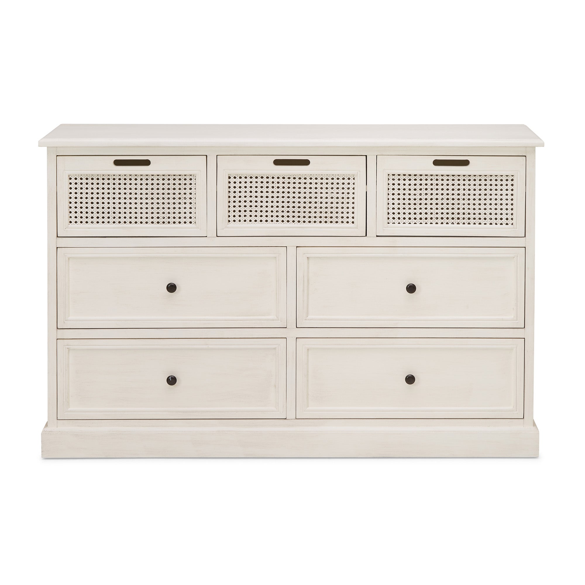 Lucy Cane Cream 7 Drawer Chest White
