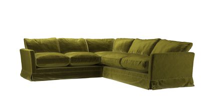 Otto Asym. Crn: LHF 2 Seat w RHF 2.5 Seat in Olive Cotton Matt Velvet - sofa.com