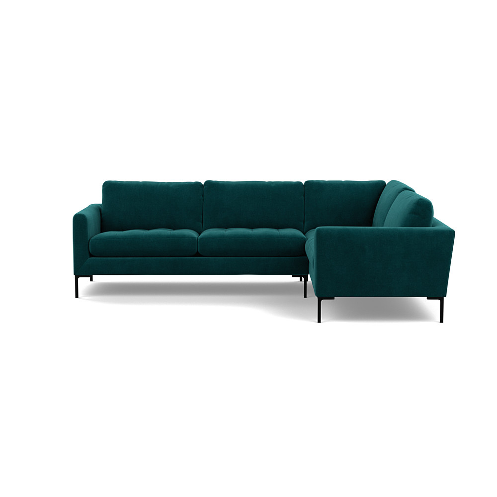 Heal's Eton Right Hand Facing Corner Sofa Smart Luxe Velvet Ocean Black Feet