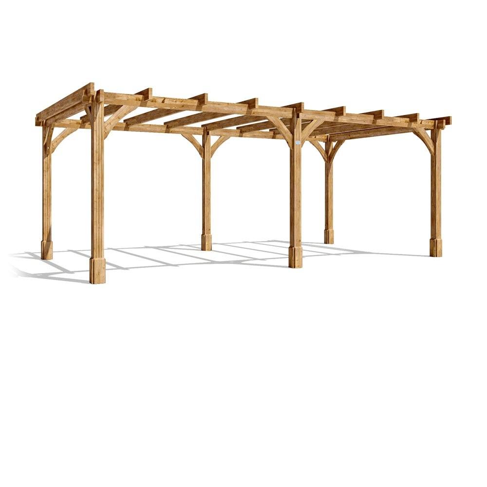 Dunster House Wooden Pergola Kit 6x3m Pressure Treated Heavy Duty Utopia in Brown