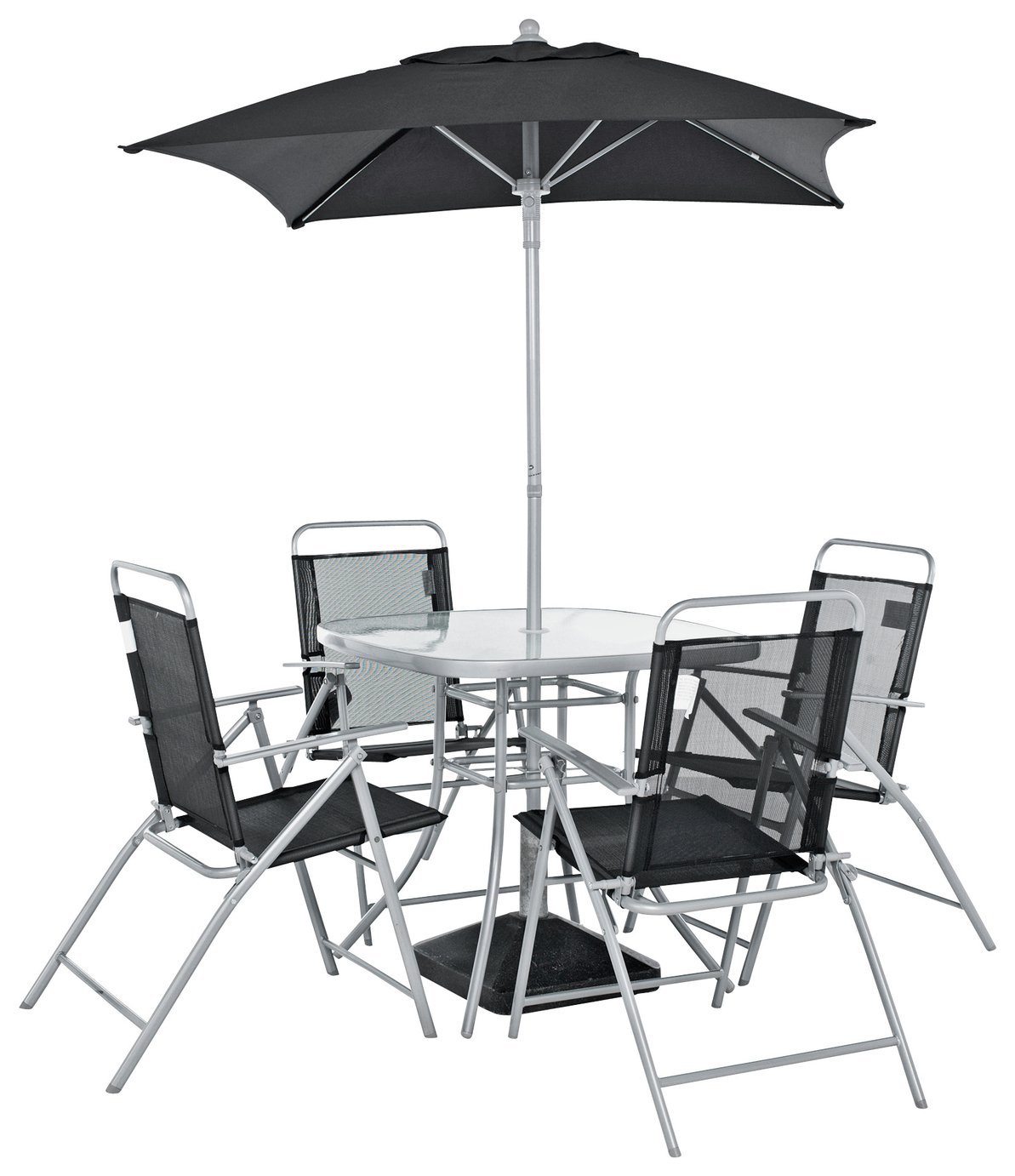 Argos Home Atlantic 4 Seater Metal Patio Set -Black & Silver