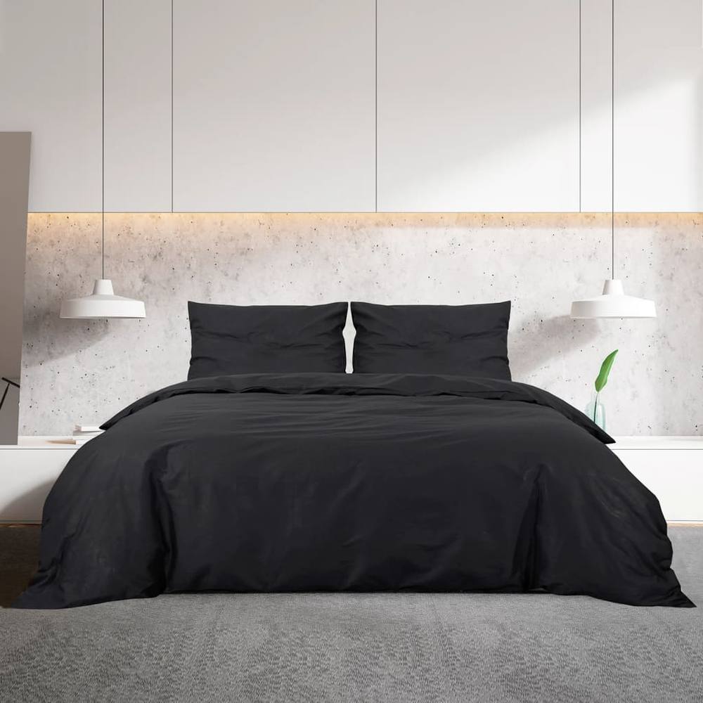 Berkfield Home Elegant Duvet Cover Set Black 135x200 cm Cotton