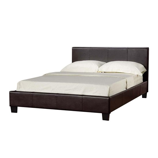 Prado Plus Hydraulic Leather Small Double Bed In Black