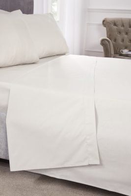New Edge Blinds Percale Collection 180 Thread Count Percale Flat Sheet in Cream