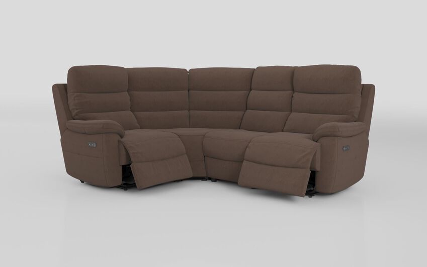 Brown Fabric Ossett 1 Corner 2 Power Sofa with Head Tilt