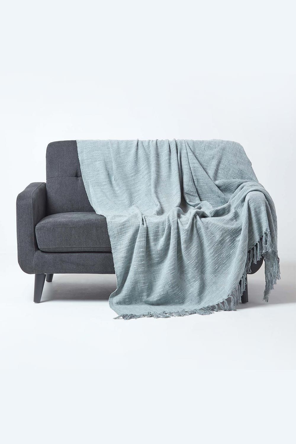 Homescapes Nirvana Slub Cotton Throw in Grey