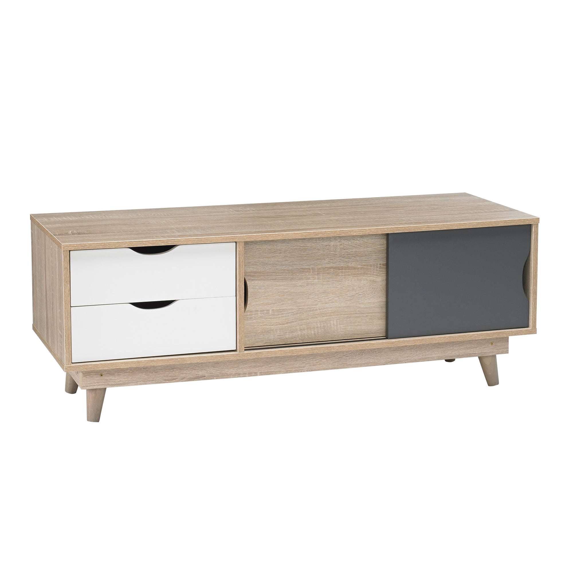 Scandi 2 Drawer Grey TV Media Unit Grey