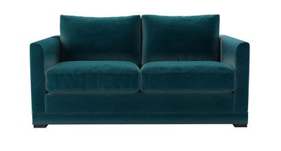 Aissa 2 Seat Sofa Bed in Deep Turquoise Cotton Matt Velvet - sofa.com