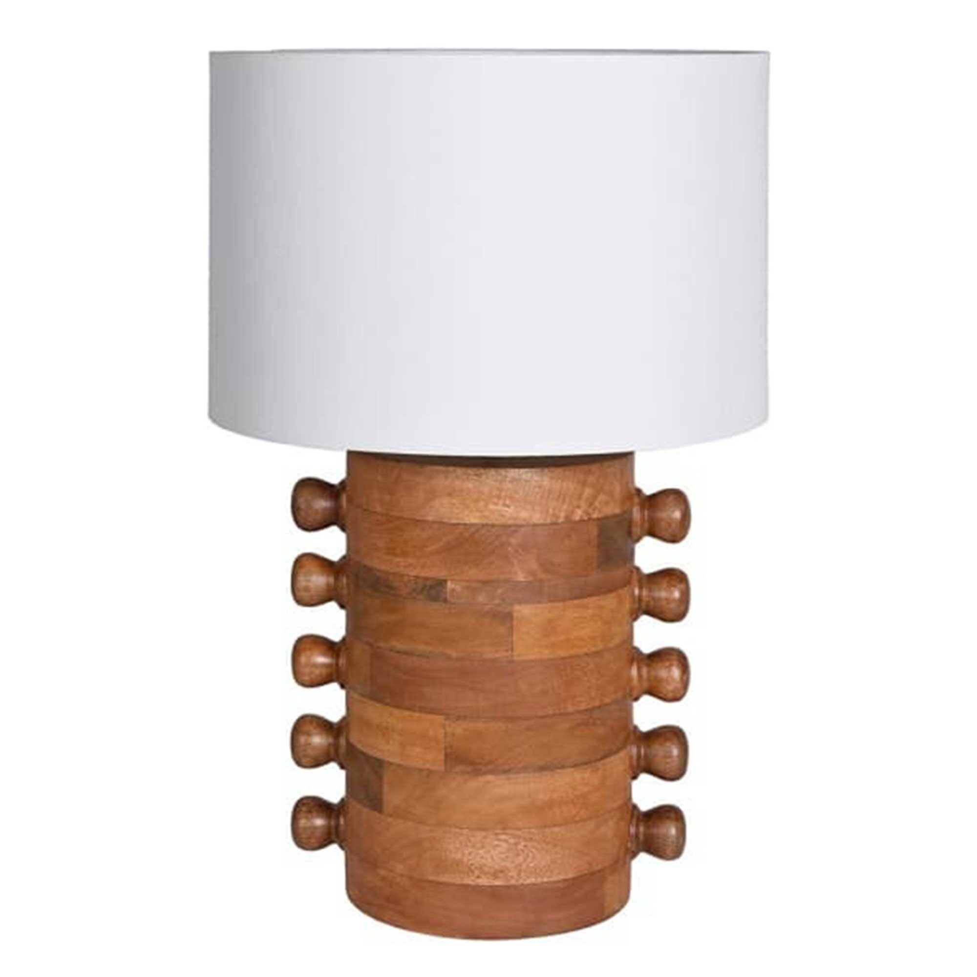 WOODEN BOBBLE TABLE LAMP, Neutral | Barker & Stonehouse