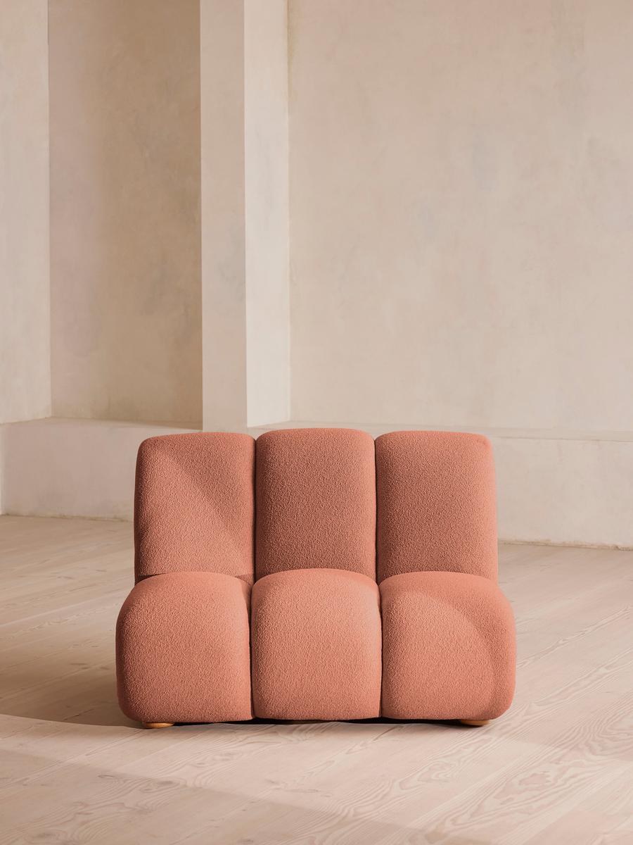 Noelle Modular Armchair, Textured Wool Boucle, Coral