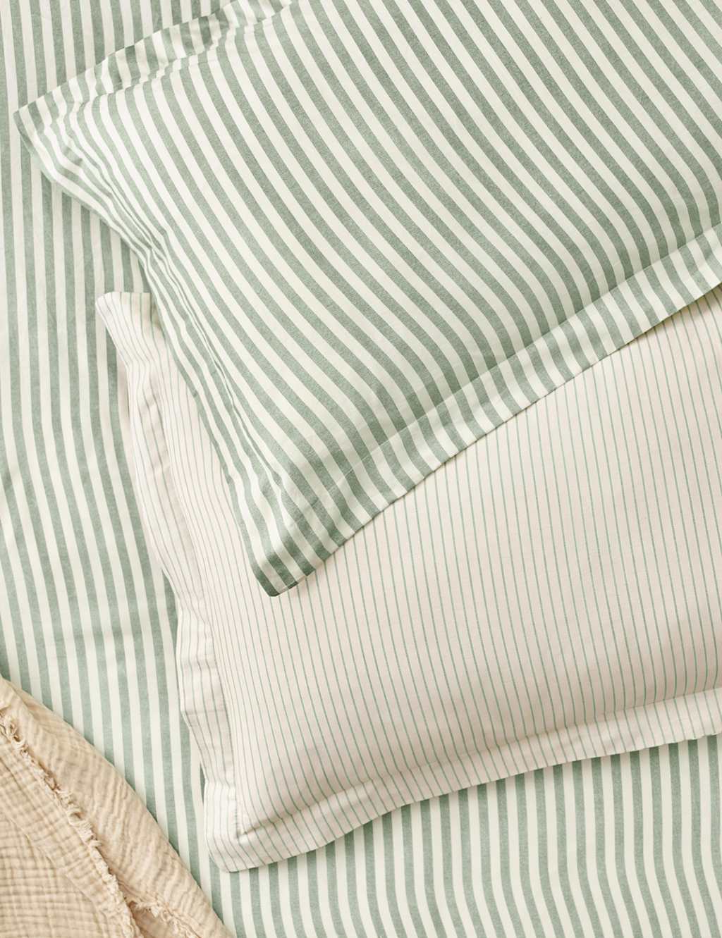 YARD 2 Pack Pure Cotton Hebden Stripe Pillowcases Sage Mix