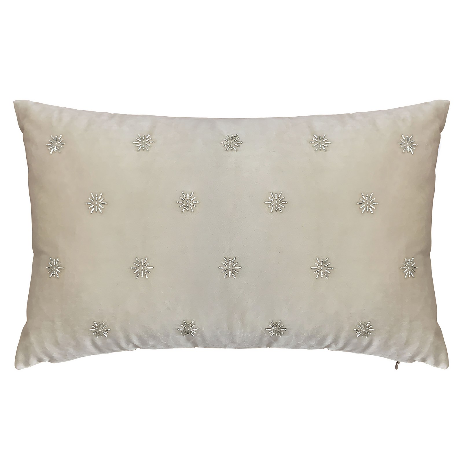 Velvet Beaded Star Cushion - 30x50cm - Champagne