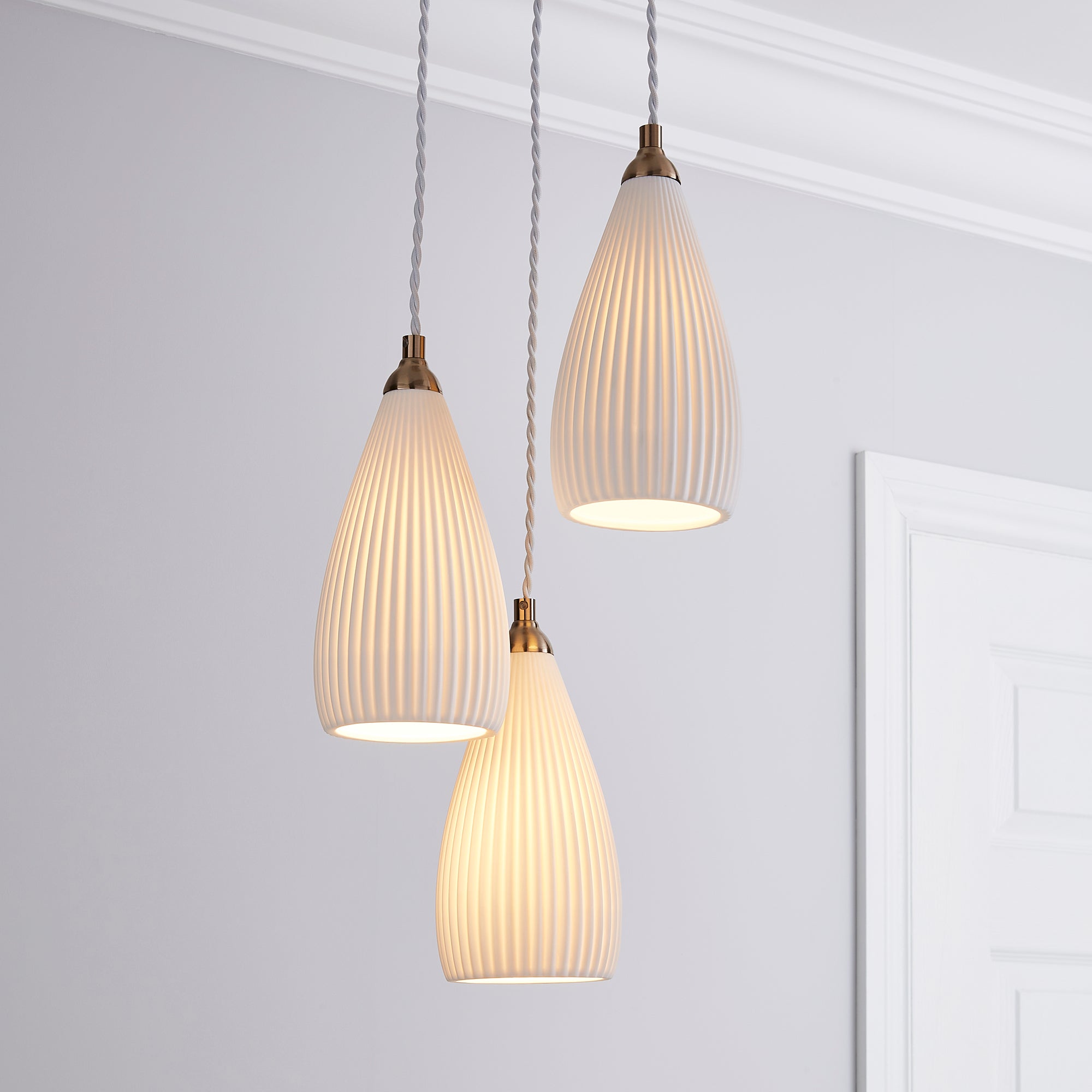Dorma Purity Ribbed Porcelain Cluster Ceiling Fitting White