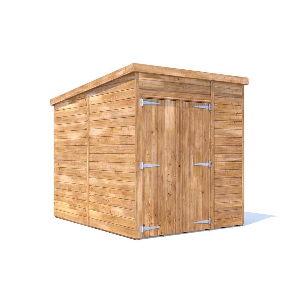 Dunster House Wooden Bike Shed 1.8x2.4m Garden Storage Pent Roof Overlord Modular in Brown