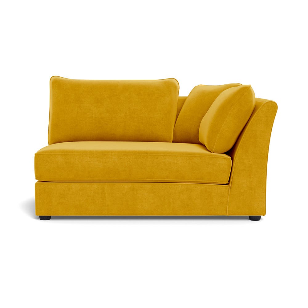 Heal's Tailor Large Curved Right Hand Facing Corner Unit Smart Luxe Velvet Canary Black Feet